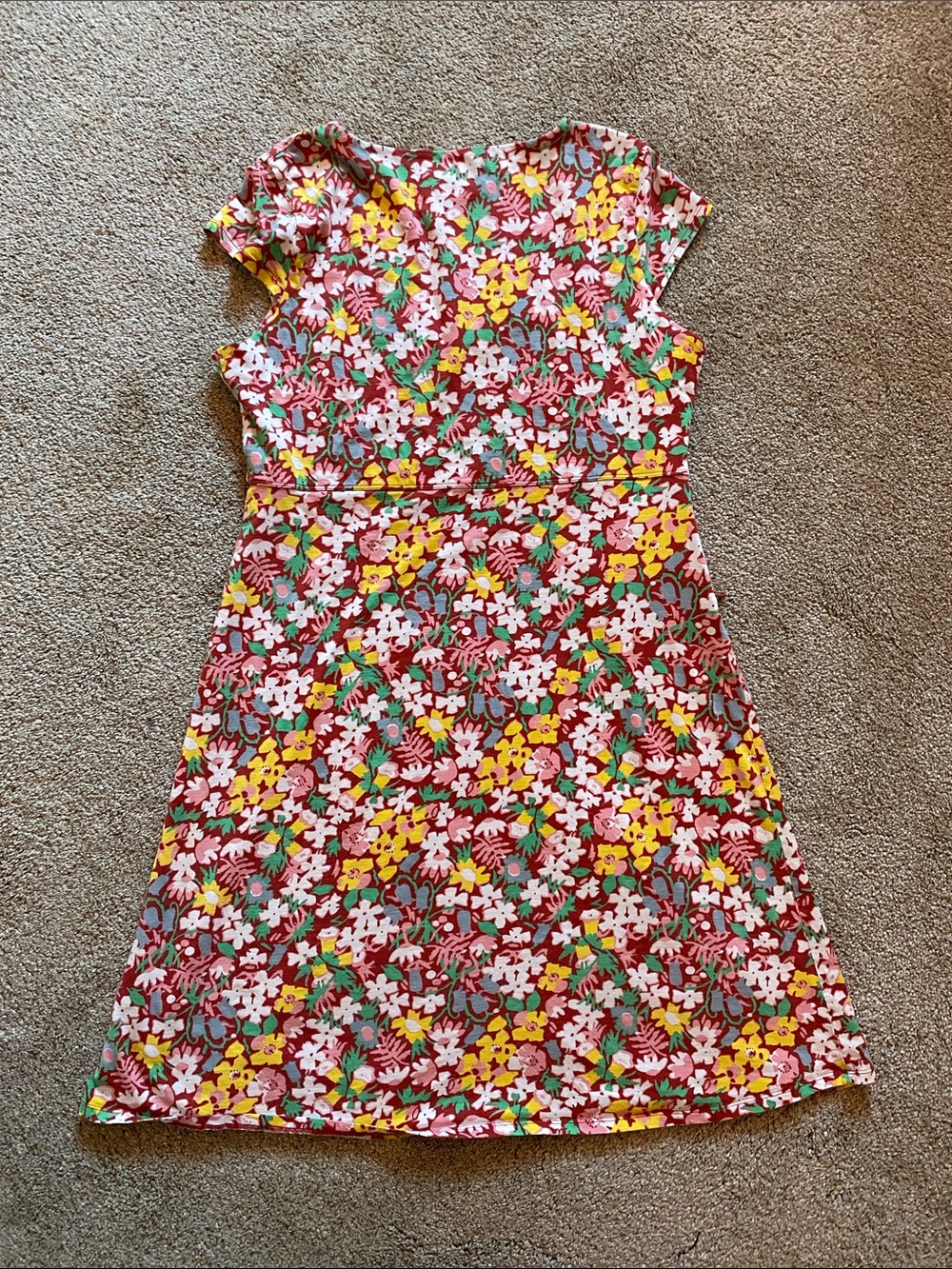 Toad&Co Red Floral Short-Sleeve Dress with Multi-Color Blooms - Picture 5 of 6